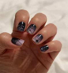 P!nk Nails Ideas, Dip Nails Halloween Ideas, Black And Plum Nails, Colorstreet Halloween 2023, Dark Nail Art Ideas, Color Street Too Ghoul For You, Web Of Lies Color Street Combo, Eyeball Nails Halloween, Cute Halloween Nail Designs Short