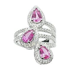 Pink Sapphire 2.49 carats with Diamond 0.83 carat Ring set in 18 Karat White Gold Settings Width: 1.5 cm Length: 3.1 cm Ring Size: 55 Total Weight: 8.56 grams "We first opened doors in 1980 when it was then situated in the vicinity of the Victory Monument; a small and modest storefront with a couple of counters. From its humble beginnings to where it stands today, our company has proven its abilities as a jeweler. Since the beginning, we have been supplying fine quality pieces to dealers, wholesalers and customers worldwide. From then till now, our business still interrelates its name with quality products and excellent service, where commitment and sincerity toward customers will always be its motto." Fancy Pink Diamond Ring, Pink Sapphire Diamond Ring, Pink Diamond Ring, Diamond Ring Settings, Three Stone Rings, Pink Diamond, Sapphire Diamond, Pink Sapphire, White Gold Rings