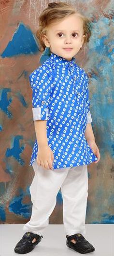 Blue color Boys Kurta Pyjama in Viscose fabric with Printed work Light Blue Printed Long Sleeve Set, Indigo Printed Cotton Sets, Blue Traditional Printed Sets, Blue Cotton Long Sleeve Sets, Casual Blue Printed Kurta, Blue Printed Kurta For Spring, Spring Blue Printed Kurta, Engagement Reception, Reception Lehenga