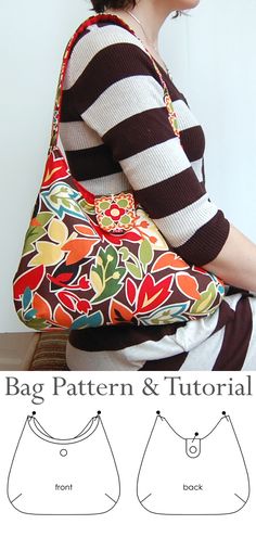 a woman sitting on the floor with a purse in front of her and text overlay that says, bag pattern & tutor