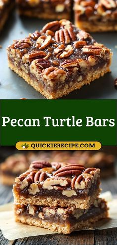 pecan turtle bars stacked on top of each other