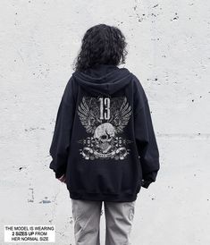 We are loving our full zip oversized hoodie! It's a perfect edgy hoodie or even grunge hoodie! It can even be styled to more of a  emo style.  See the rest of our grunge styles here - https://www.etsy.com/shop/StudioAMARIE?ref=seller-platform-mcnav&section_id=39840960 See our entire shop here - https://www.etsy.com/shop/StudioAMARIE?ref=seller-platform-mcnav This oversized full zip up hoodie is so cozy and oversized that you won't want to take off! Most people go 1-2 sizes up from their normal s Black Zip Up Hoodie Outfit, Grunge Hoodies, Graphic Zip Up Hoodies, Emo Hoodie, Punk Hoodie, Hoodie Grunge, Grunge Hoodie, Goth Hoodie, Grunge Jacket