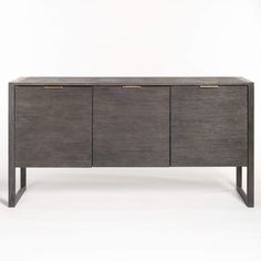 the sideboard is made out of wood and has two brass handles on each side