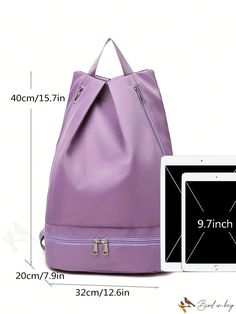 BirdinBag - Durable Everyday Backpack with Stylish Solid Color Design Multifunctional Purple School Bag, Portable Purple Backpack For Everyday Use, Purple Portable Backpack For Everyday Use, Large Capacity Sports Bag For Back To School, Back To School Sports Bag With Large Capacity, Versatile Purple School Bag, Versatile Purple School Bags, Multifunctional Backpack Gym Bag For Daily Use, Versatile Gym Backpack With Large Capacity