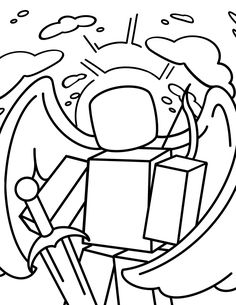 a drawing of a person holding a box in their hands with an angel above them