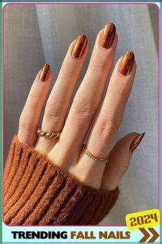 Thanksgiving Nails Color, November Nail Designs, Gradient Nail Design, Year Nails, Copper Nails, Fall Nail Ideas, Simple Fall Nails, November Nails, Fall Nail Trends