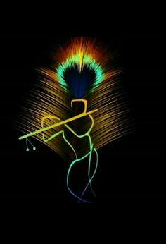 an abstract image of a man playing the violin in front of a colorful light show