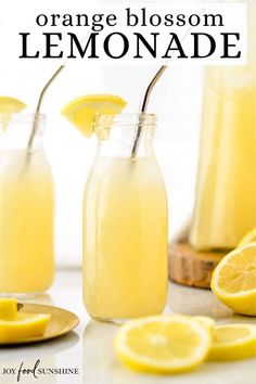 an orange blossom lemonade in a glass pitcher