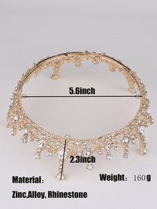 Color: Gold Style: Glamorous Details: Rhinestone Material: Zinc Alloy Product Measurements in cm : Height Diameter 6 16 Crown Hair, Rhinestone Material, Rhinestone Crown, Crown Hairstyles, Gold Style, Hair Accessory, Zinc Alloy, Hair Hair, Hair Accessories