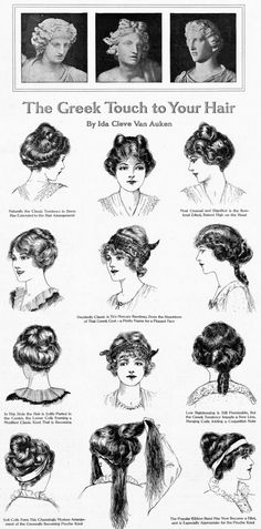 1900s Womens Hair, 1910s Womens Hairstyles, 1917 Hairstyles, 1918 Hairstyles, Edwardian Hair Styles, Old West Hairstyles Women, 1911 Hairstyles, 1914 Hairstyles, Vintage Haircuts Women