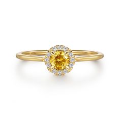 14K Yellow Gold Citrine and Diamond Halo Promise Ring Ladies Rings, Yellow Gold Color, Classic Wedding Band, Halo Pendant, Anniversary Bands, Bold Design, Diamond Halo, Pendant Bracelet, White Rose Gold