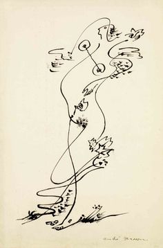 an ink drawing of a woman's body with flowers on her head and arms