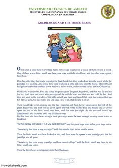 an image of a page from the children's book, goldilops and the three bears