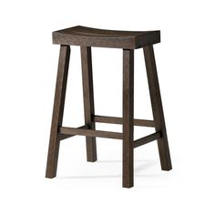 a wooden stool on a white background