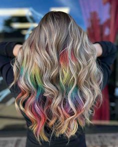 Rainbow Babylights, Rainbow Hair Highlights, Rainbow Hair Colors, Rainbow Hair Ideas, Rainbow Highlights, Vivid Hair, Vivid Hair Color