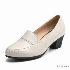 Lasaky - Genuine Leather Single Shoes: Fashionable and Comfortable Soft-Surface Work Footwear Professional Work Shoes, Rough Heels, Short Leather Boots, Shoe Sole, Business Shoes, Leather Work, Classic Leather, Leather Flats, Short Boots