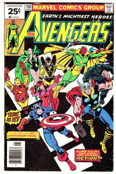 an old comic book cover with the avengerss on it