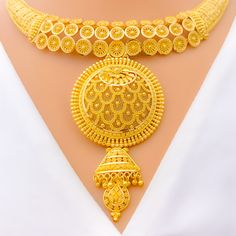 Luxury Festive Bridal Necklace With Intricate Design, 22k Gold Yellow Necklaces For Wedding, 22k Gold Yellow Necklace For Wedding, Yellow 22k Gold Necklace For Wedding, 22k Yellow Gold Bridal Necklace For Diwali, 22k Yellow Gold Temple Necklace With Intricate Design, Elegant Bridal Necklace In Yellow Gold For Festivals, Formal Ornate 22k Gold Necklaces, Elegant Yellow Gold Bridal Necklace For Festivals