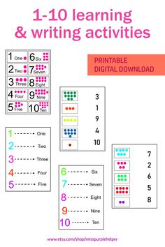 the printable worksheet for learning numbers and counting with one - to - ten