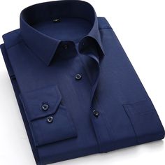 Color: BS1213 Dark Blue, Size: Asian 2XL Label 42 Mens Business Casual Shirts, Social Dress, Mens Business Casual, Dark Blue Shirt, Business Casual Shirts, Social Dresses, Cotton Shirts For Men, Casual Long Sleeve Shirts, Shirt Dress Style