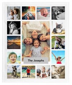 a family photo collage with the words, the josephs and pictures of their children