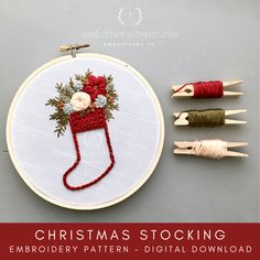 christmas stocking embroidery pattern - digital download by and other adventures on etsyle