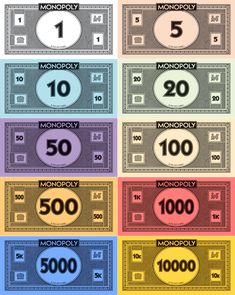 the different types of money are shown in this graphic style, including one hundred dollars