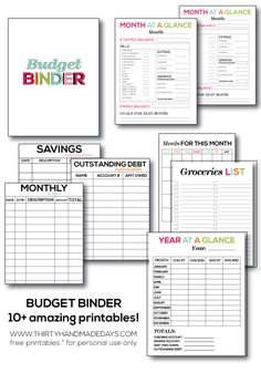 printable budget binder with the text, savings and other items to be purchased