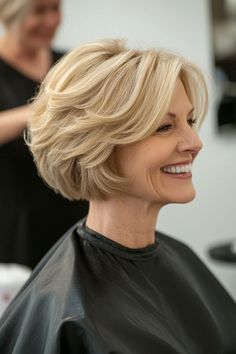 9. Soft Wave Bob in Golden Blonde (Short Hairstyles For Women Over 50 With Thick Hair) - Short Hairstyles For Women Over 50 With Thick Hair Short Hairstyles For Women Over 70, Short Hairstyles For Thick Wavy Hair, Gray Bob Hairstyles Over 50, Hairstyles For Women Over 60 Medium, Soft Wave Bob, Wedge Bob Haircuts, Feathered Bob Hairstyles, Thick Hair Short Hairstyles, Thick Hair Short