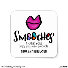 a sticker that says smoothies thank you enjoy your new products xoxo, am