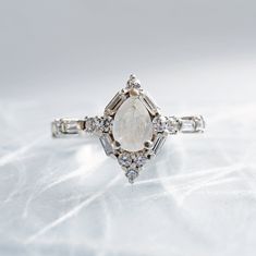 Selene Moonstone Diamond Ring Moon God, Wedding Rings Unique, The Heavens, Diamond Rings Bands, A Bridge, To Heaven, Gorgeous Jewelry, Baguette Diamond, Sterling Silver Bands