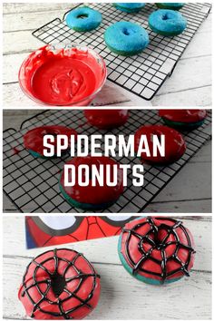 spiderman doughnuts with sprinkles on them