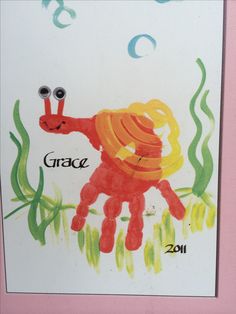 a child's drawing of a crab with the word grace written on it