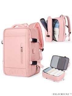 BagForLove - Versatile Expandable Laptop Backpack for Travel and Business Professionals Multifunctional Pink Bag For On-the-go, Large Capacity Nylon Backpack Luggage, Everyday Backpack Luggage, Everyday Portable Backpack Luggage, Portable Backpack Luggage For Everyday Use, Portable Everyday Backpack Luggage, Portable Travel Bag Standard Backpack For Trips, Multifunctional Portable Backpack For Travel, Portable Backpack Luggage For Travel