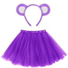 a purple tutu skirt and headband with ears