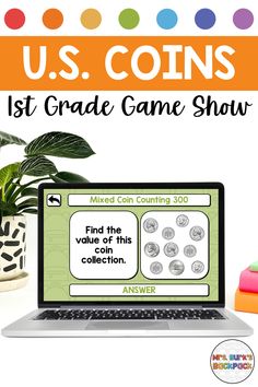 US coins 1st grade game show Identifying Coins, 1st Grade Math Games, Middle School 6th Grade, 7th Grade Ela, 8th Grade Ela, Prek Math, 2nd Grade Ela