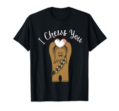 a black shirt with a chewy bear holding a heart on it's chest