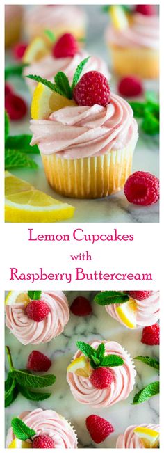 lemon cupcakes with raspberry buttercream