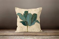 Decorative Blue Pillow Case|Leaves Pillow Cover|Decorative Floral Cushion Case|Housewarming Pillow Cover|Farmhouse Blue Green Home Decor Pillows On Couch, Leaf Cushion, Cream Cushion, Family Lounge, Turquoise Pillows, Blue Pillows Decorative, Leaves Pillow, Throw Pillow Styling, Fresh Color