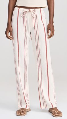 XIRENA Trent Pants | Shopbop Striped Drawstring Bottoms For Loungewear, Spring Cotton Bottoms With Crinkle Texture, Simple Shirts, Latest Outfits, Lifestyle Brands, Stripes Pattern, Ankle Length, Stretch Fabric, Elastic Waist