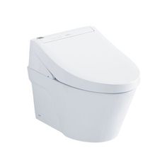 a white toilet sitting on top of a white wall