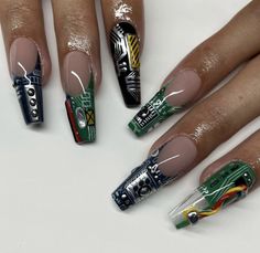 Peeps Nails, Art Inspired Nails, Peep Nails, Texture Nails, Tattoo Nails, Wall Nails, Retro Nails, September Nails, La Nails