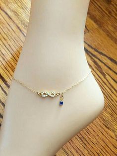 Infinity Anklet, Quinceanera Jewelry, Blue Anklet, Bridal Anklet, Wedding Anklets, Leather Anklets, Anklet Gold, Crystal Anklet, Ankle Jewelry