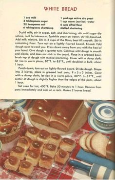 an old recipe book with pictures of breads and pastries on the table top