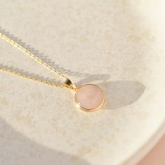 Gold Plated 19” Adjustable Chain Elegant Pink Necklace For Mom, Feminine Pink Pendant Jewelry, Feminine Pink Jewelry With Adjustable Chain, Feminine Rose Gold Necklace With Adjustable Chain, Elegant Pink Round Charm Necklaces, Elegant Pink Round Charm Necklace, Elegant Pink Jewelry Gift For Mom, Elegant Pink Jewelry For Mom, Dainty Pink Charm Necklace With Adjustable Chain