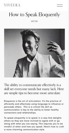 an article about how to speak eloquently with the caption above it