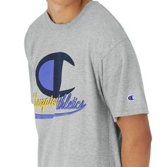 Laid-back comfort never goes out of style - that's why this men's logo t-shirt is sure to be a winner. A classic crewneck design, this short-sleeve tee for men offers matching back neck tape for a clean finish. Detailed with an iconic C logo patch at the left sleeve and a collegiate-inspired athletics logo graphic at the center chest, this crewneck brings the cool. Made with soft ring-spun cotton, this style delivers the quality you expect with the comfort you deserve. Whether you layer it under Athletics Logo, Crewneck Design, C Logo, Man Logo, Soft Ring, Logo Graphic, Logo T Shirt, Out Of Style, Mens Fitness