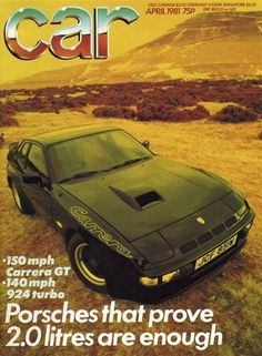 the front cover of car magazine with an image of a black sports car on it