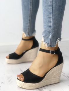 Ankle Strap Espadrille Wedge Sandals Wedges Outfit, Wedged Sandals, Strap Wedge, Womens Sandals Wedges, Shoes Heels Wedges, Espadrille Wedge, Espadrille Sandals, Fashion Heels, Heels & Wedges