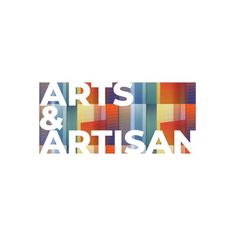 the words arts and artisan written in multicolored squares on a white background